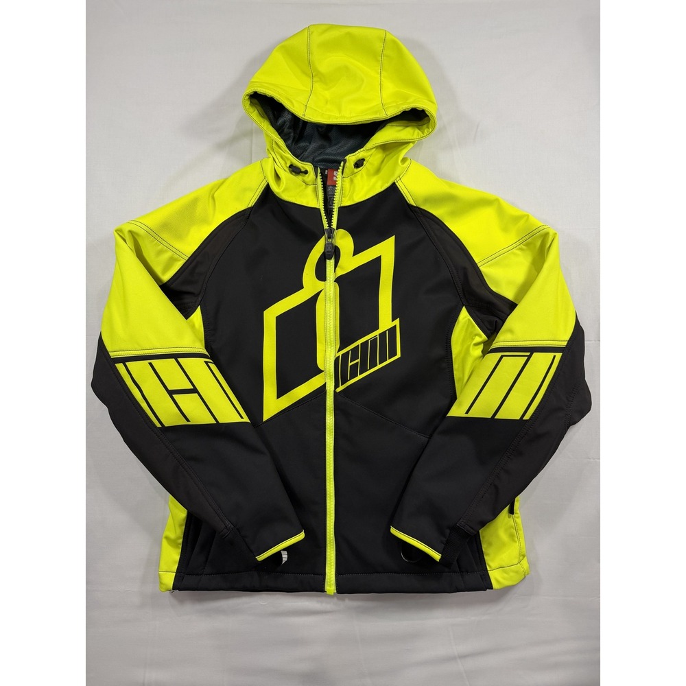 Icon Merc CE Crusader Motorcycle Jacket Hi-Vis Yellow Black D3O Armor Mens Small
